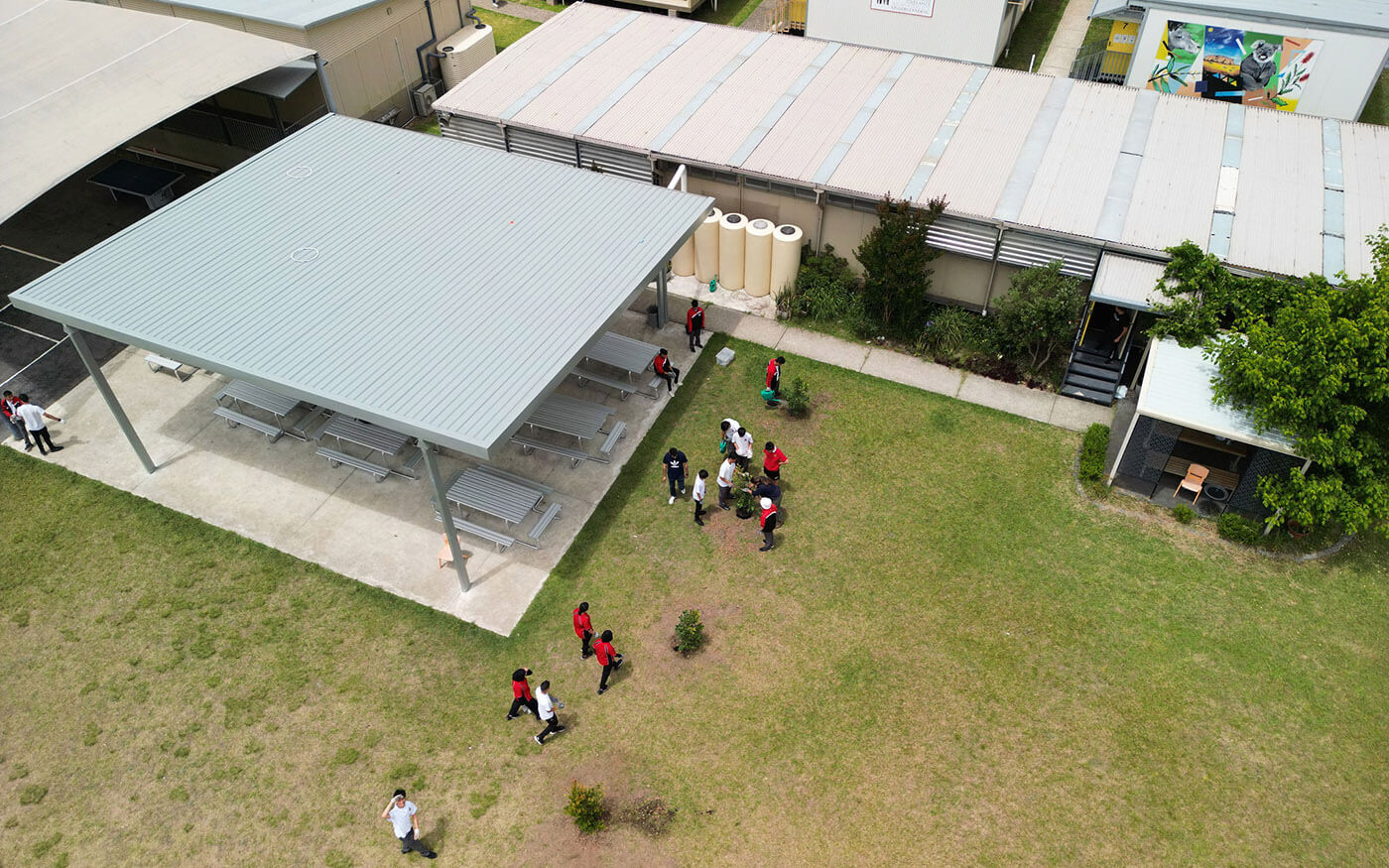 Aerial view of school