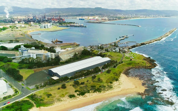 Aerial view of manufacturing facility in Port Kembla