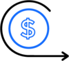Pictogram with dollar sign and arrow around it