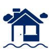 Pictogram representing flood impacted house