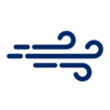 blue pictogram of wind blowing
