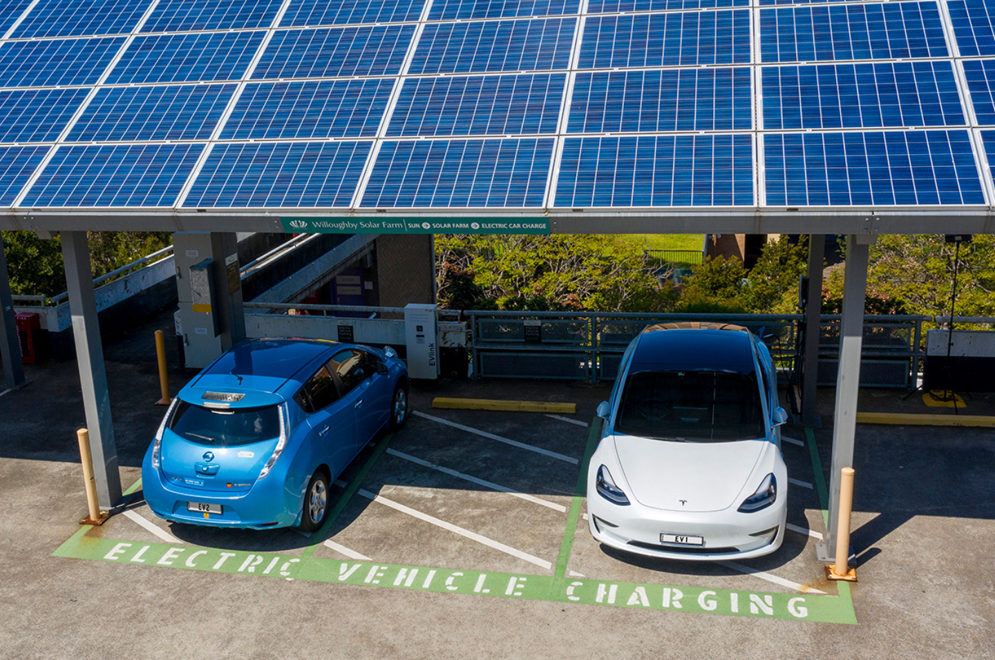 Electric vehicles at charging station