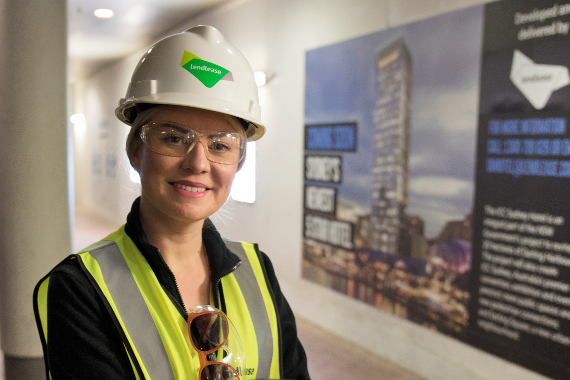 Construction worker wearing hard hat