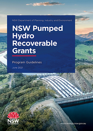 Front cover of the NSW Pumped Hydro Recoverable Grants guideline document