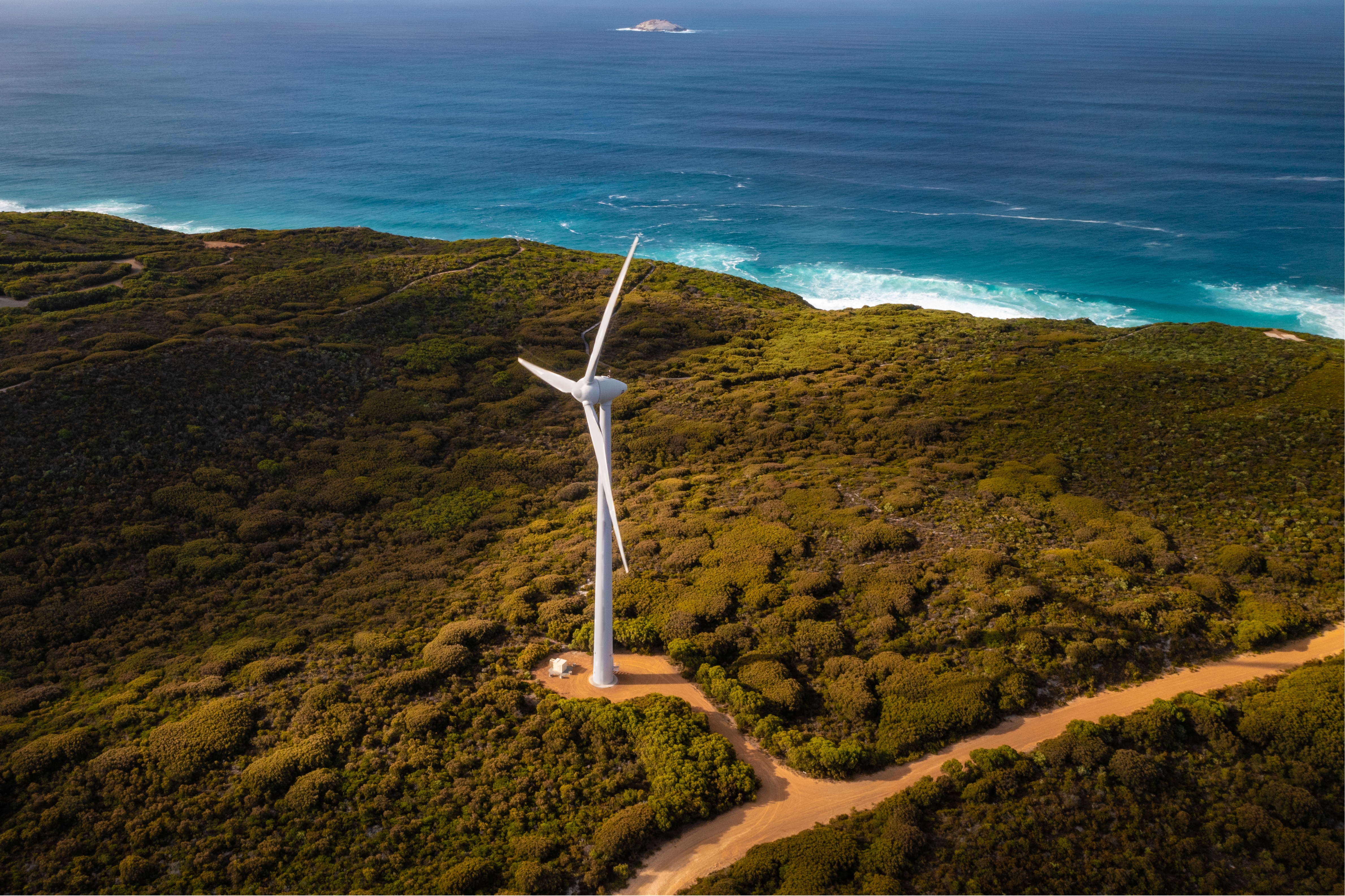 Wind farm sitting next to the Australian coast