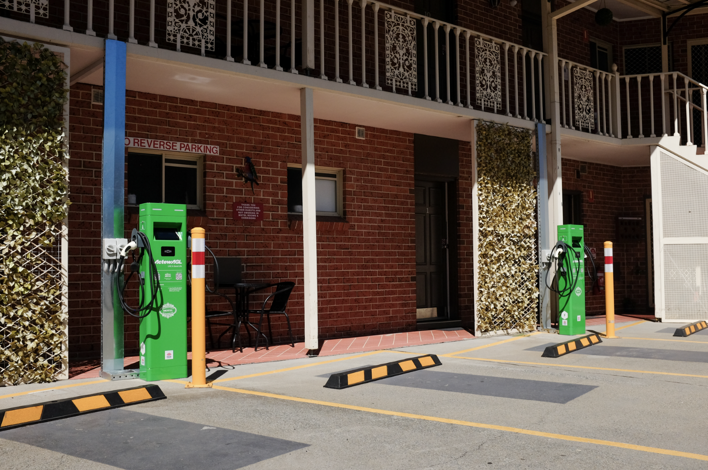 Electric vehicle chargers at motel