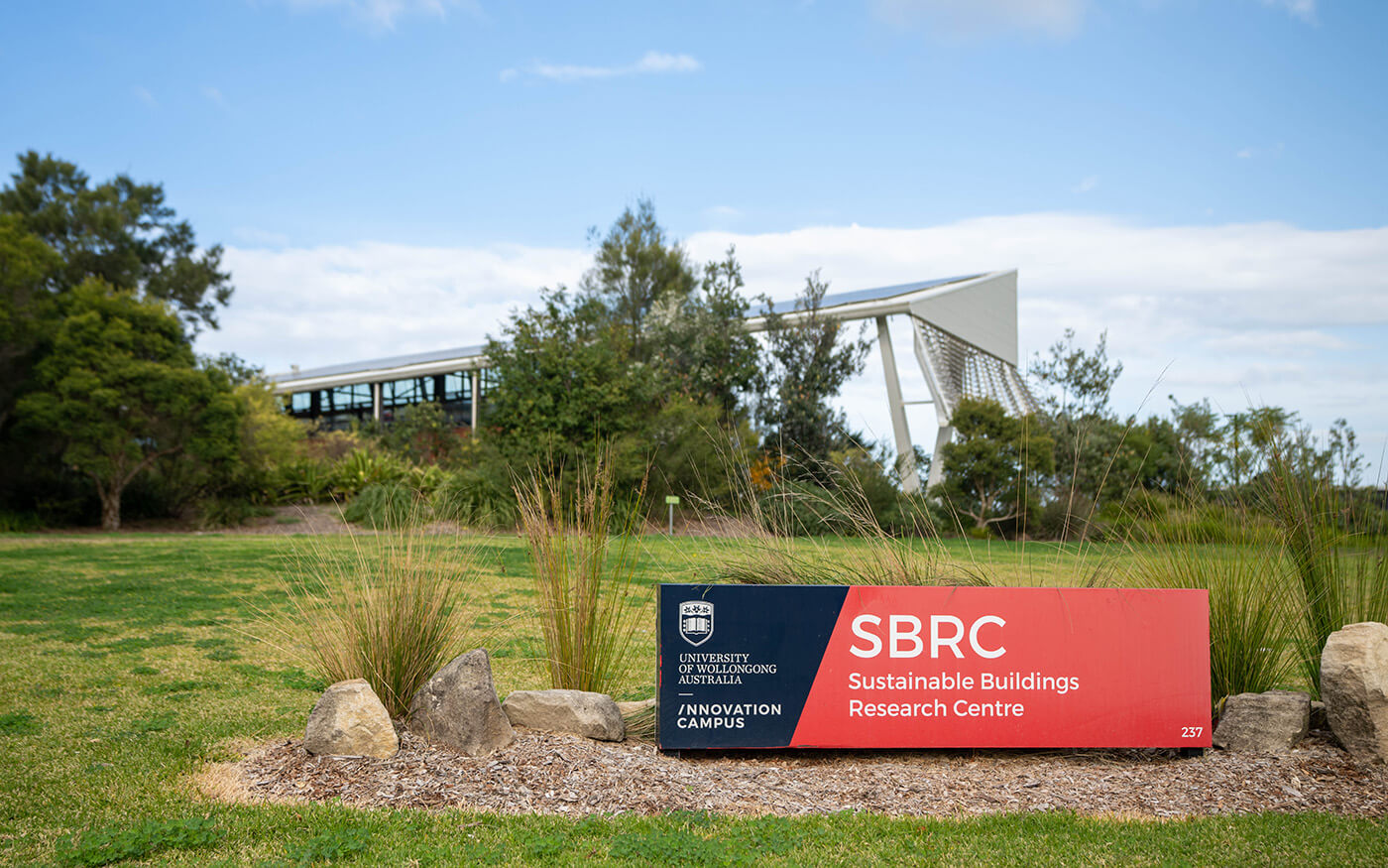 Exterior view of the University of Wollongong's Sustainable Buildings Research Centre