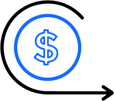 Pictogram with dollar sign and arrow around it