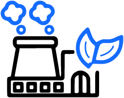 Pictogram of industrial facility with steam or smoke