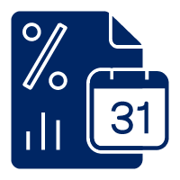 Pictogram with percentage symbol and calendar