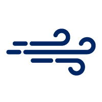 blue pictogram of wind blowing