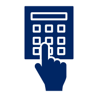 Pictogram of hand using calculator
