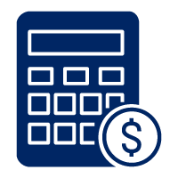 Pictogram with calculator representing financial savings