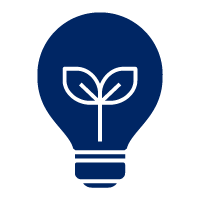 Pictogram of plant inside light bulb