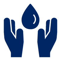 Pictogram of 2 hands with water drop