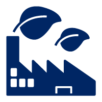 Pictogram of green industry filled in blue
