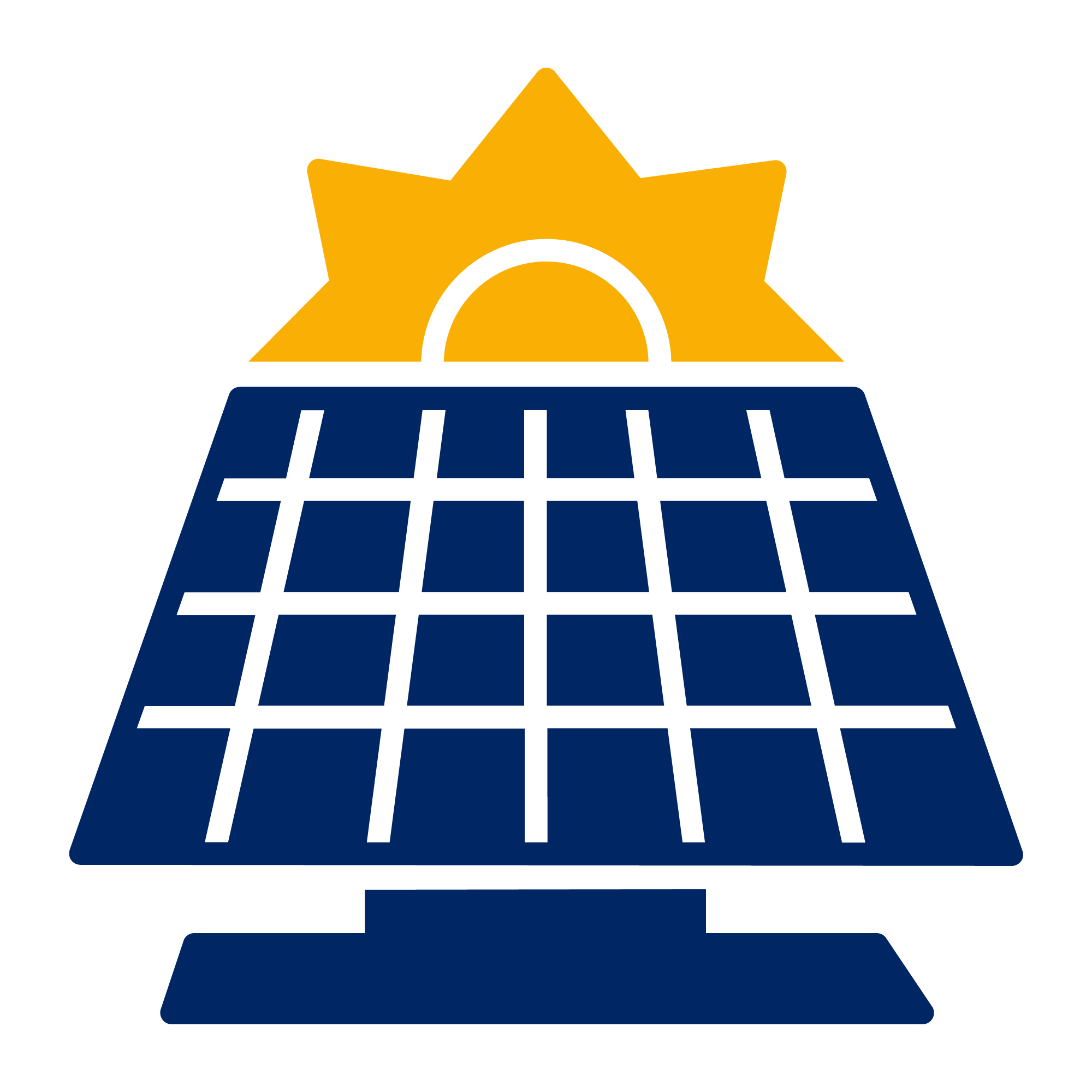 Pictogram of solar panel with the sun in the background