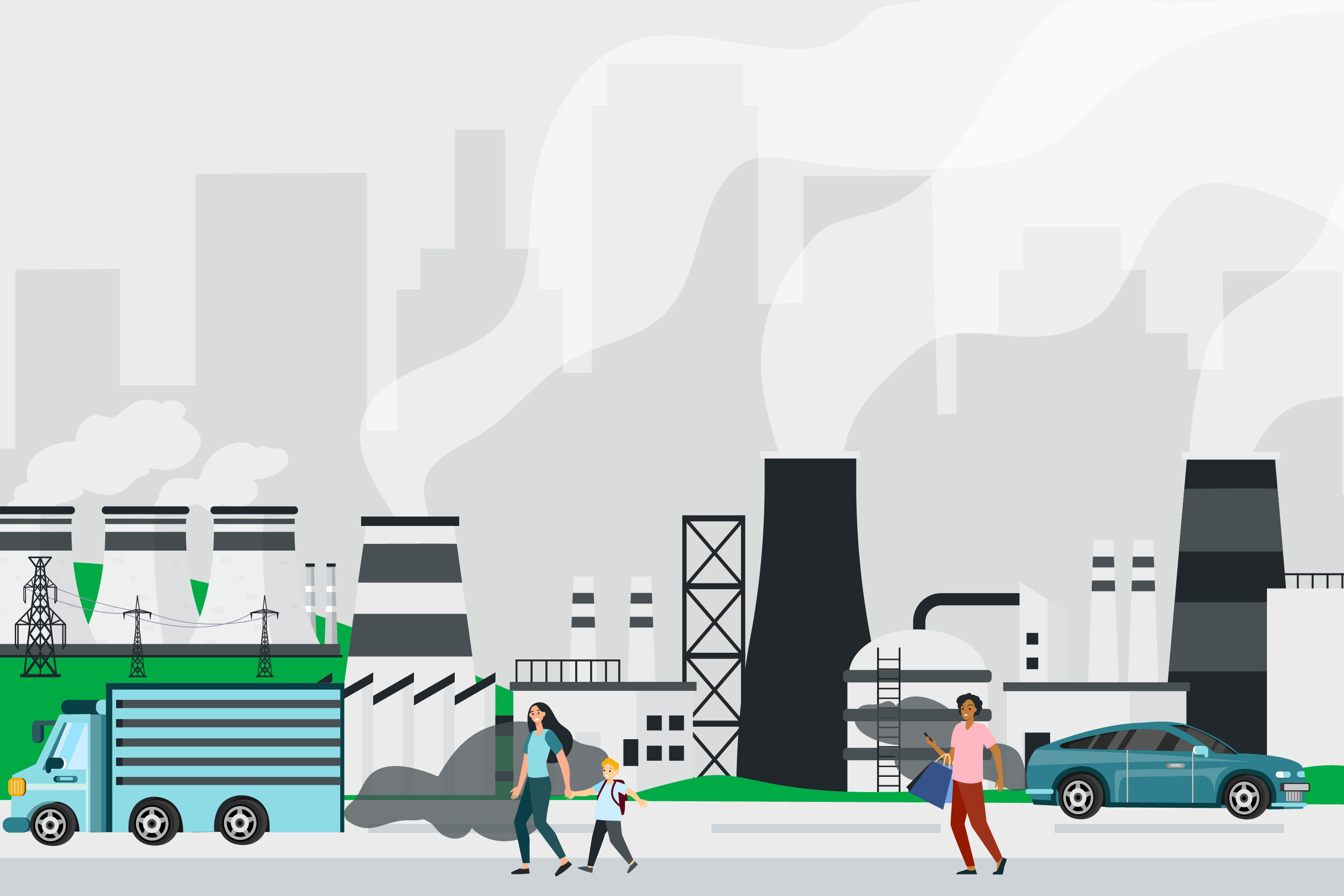 Illustration representing the sources of carbon dioxide