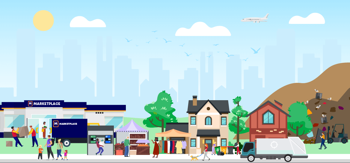 Illustration representing consumption and waste