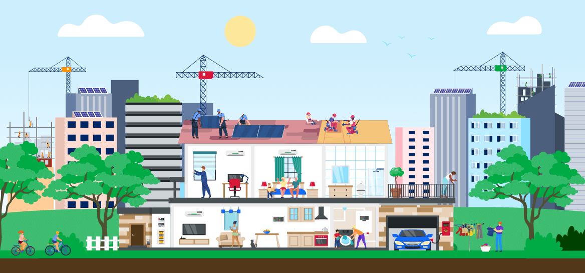 Illustration representing net zero buildings
