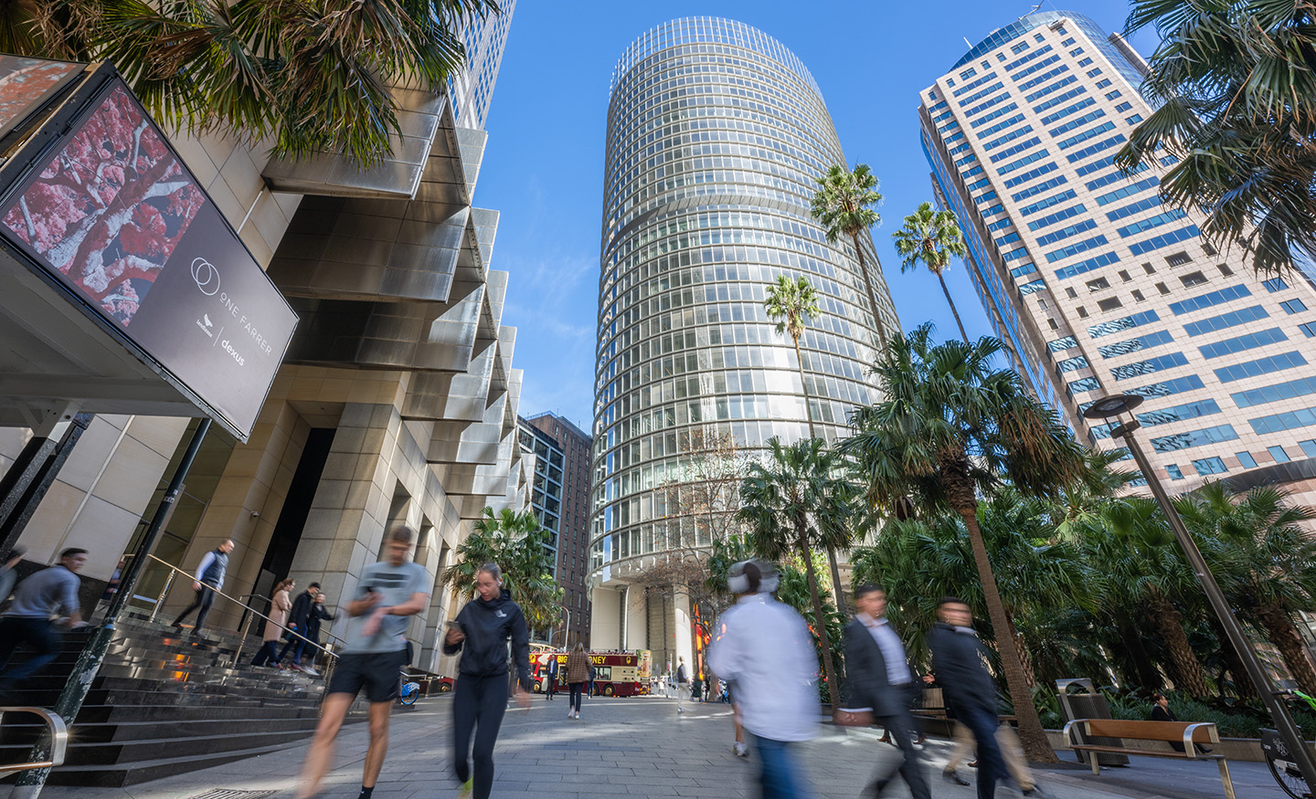 City buildings and people