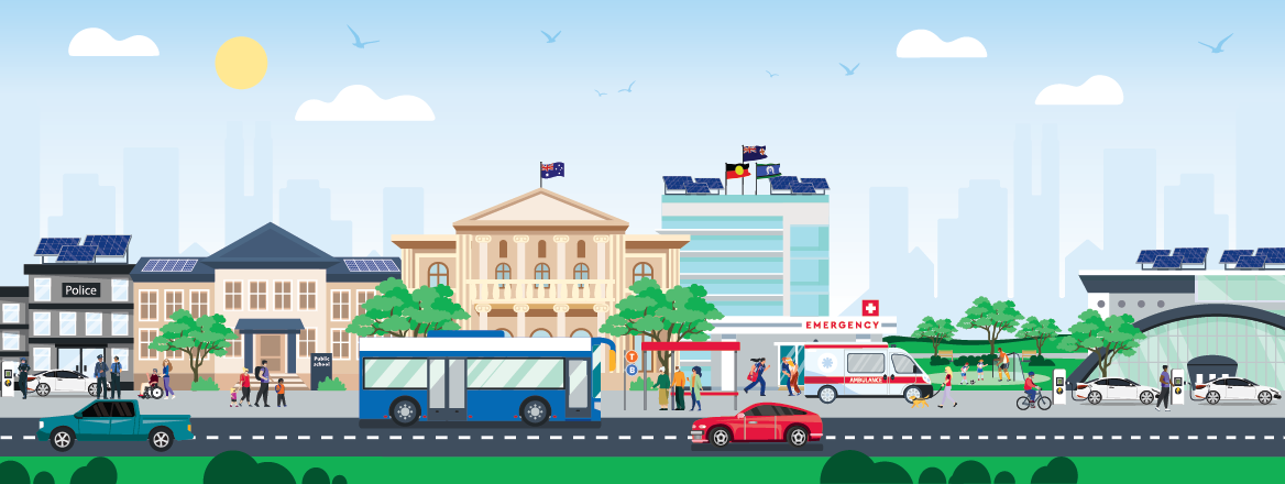 illustration of government buildings in the city