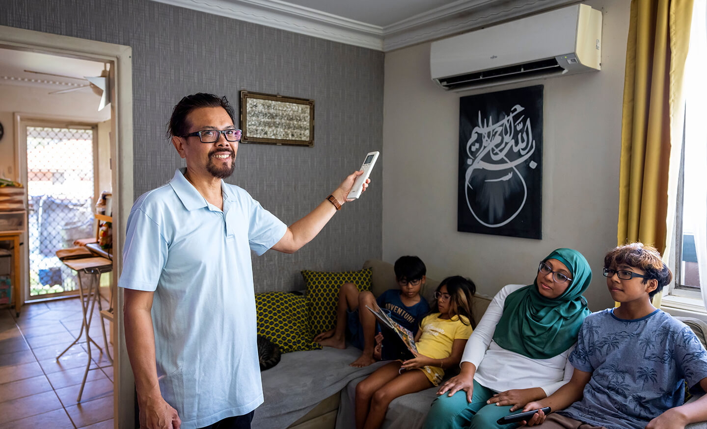 Family using air conditioning
