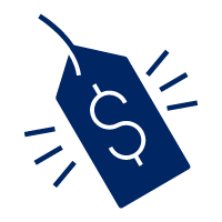 Pictogram of a price tag with a dollar sign