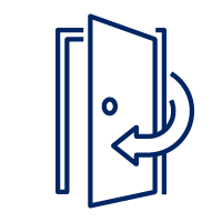 Door with an arrow indicating opening or closing motion