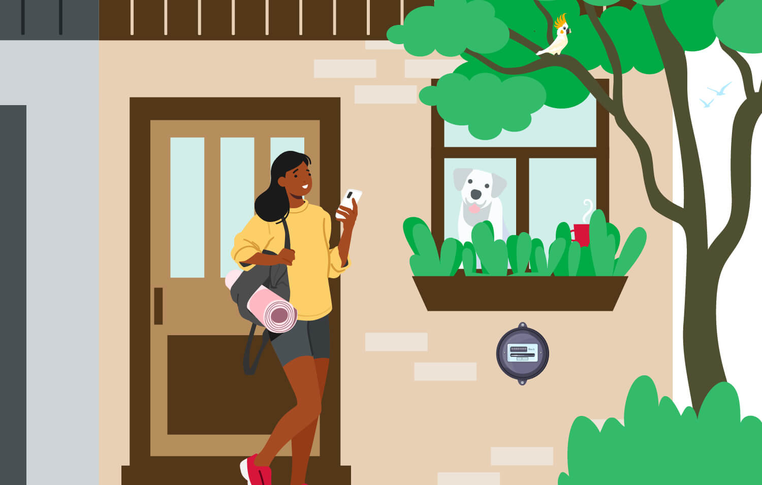 Terrace house with a smart meter