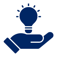 hand with a lightbulb pictogram