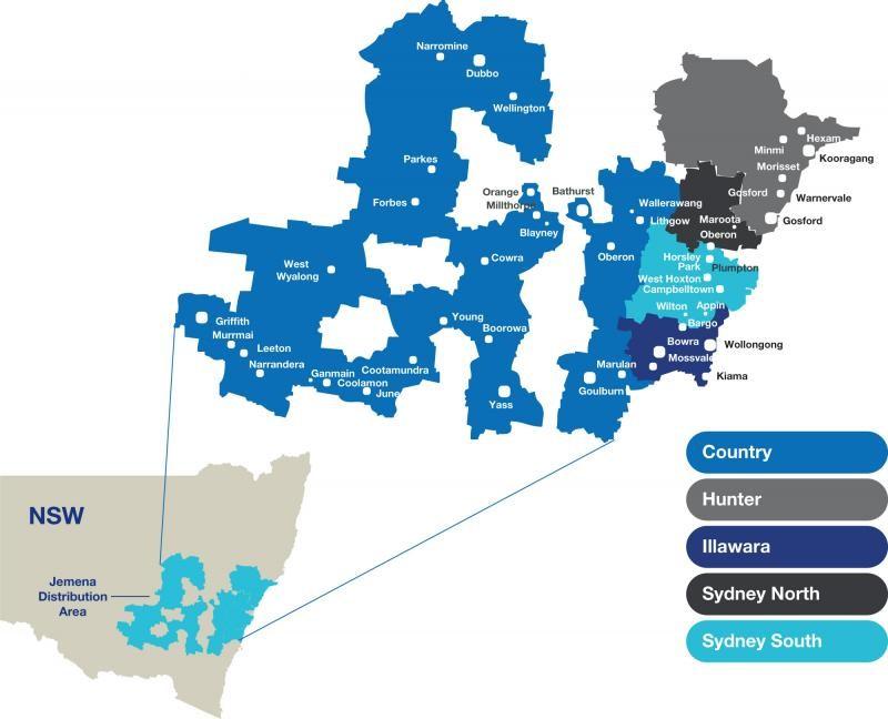 Jemena NSW gas networks map