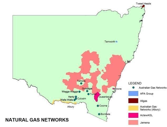 Gas networks map in NSW