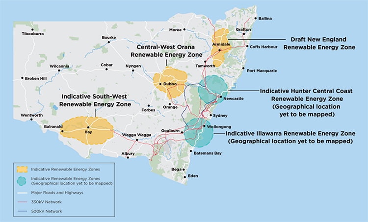 Map of Renewable Energy Zones in NSW