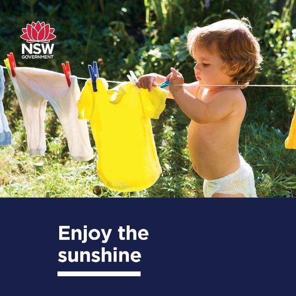 Social media tile with child and the phrase "Enjoy the sunshine"