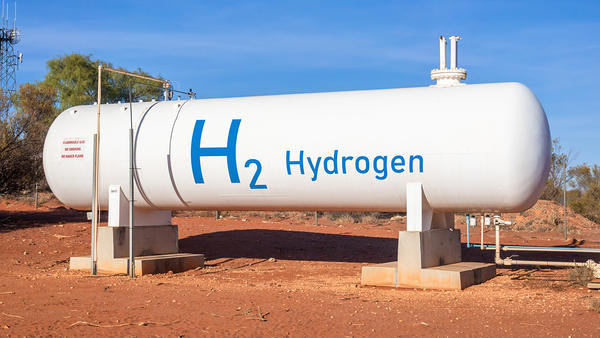 Hydrogen tank on red dirt
