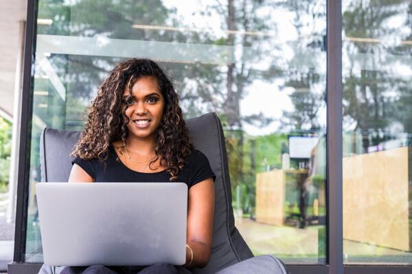 Aboriginal woman on laptop