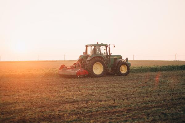 Tractor ploughing a field