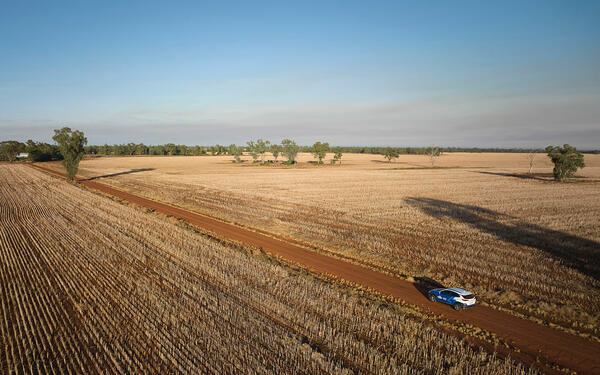 Electric vehicle driving through regional or remote NSW 