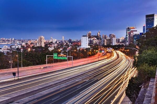 Sunset view of Sydney traffic