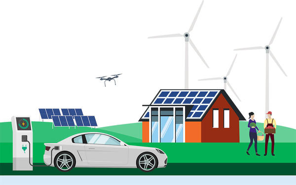 Illustration with renewable energy
