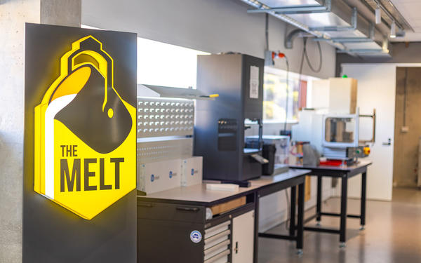 Photo of lab with sign that says The Melt