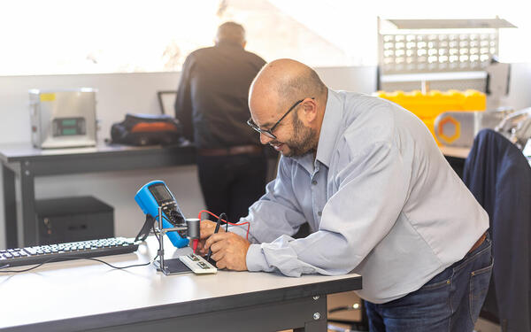 Person using equipment in lab