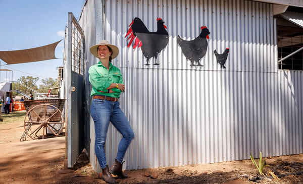 Volunteer standing in the Binnaway Showground, one of the grant recipients for Central-West Orana REZ