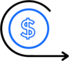 Pictogram with dollar sign and arrow around it