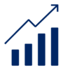 Pictogram with bar chart and arrow going up