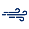 blue pictogram of wind blowing