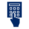 Pictogram of hand using calculator