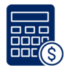 Pictogram with calculator representing financial savings