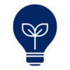 Pictogram of plant inside light bulb
